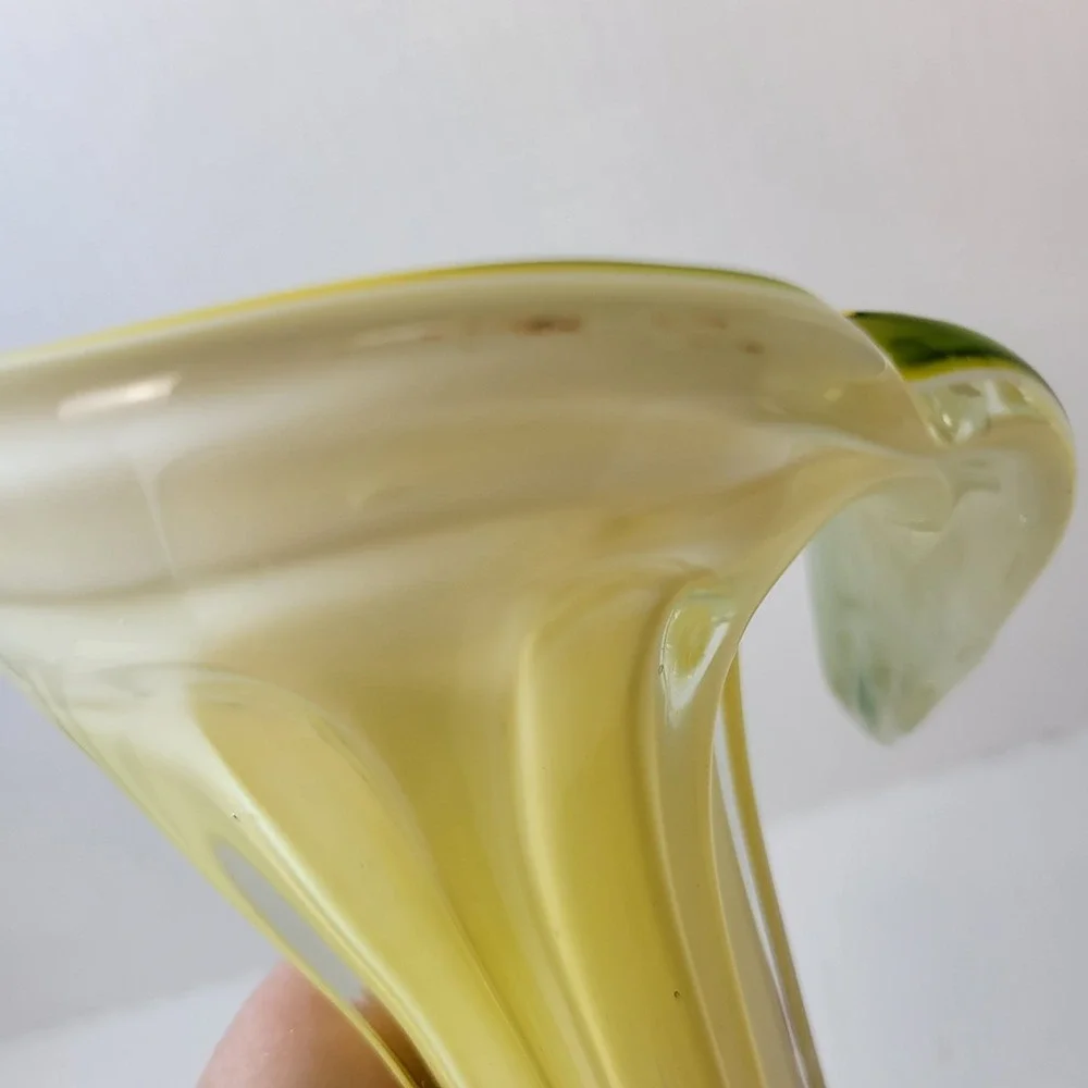 Vintage Pier 1 Jack-in-the-Pulpit Calla Lily Vase Hand Blown Art Glass MCM